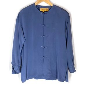 Classiques 100% Silk Lightweight Jacket Top Blue Vintage Lightweight PS